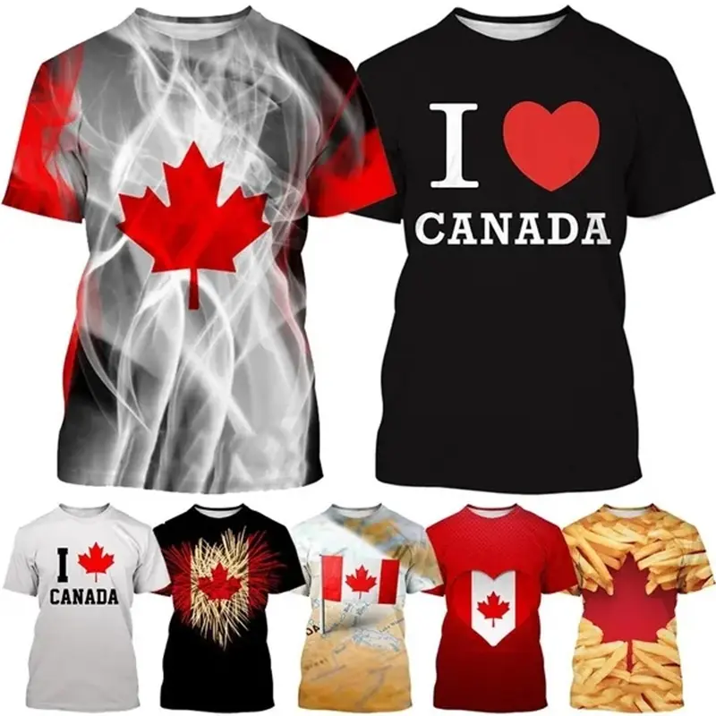 Ik Hou Van Canada Creatieve Grafische T-Shirts Voor Mannen Vrouwen 3d Geprint Casual Ronde Hals T-Top Korte Mouw Canada Dag Heren Tshirt