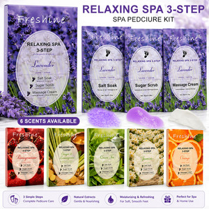 Kit de Spa para Pedicura, Set de Cuidado de la Piel de los <span class=keywords><strong>Pies</strong></span>, Pedicura de Lujo en 3 Pasos con Sal para Pedicura, Exfoliante y Loción de <span class=keywords><strong>Masaje</strong></span> - Product Image 4