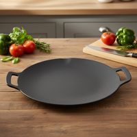 Poêle Wok Coréenne en Fonte pour Barbecue, Double Plaque de Cuisson Écologique, Accessoire pour Cuisinière à Induction, Compatible 32/34cm, Huile Végétale
