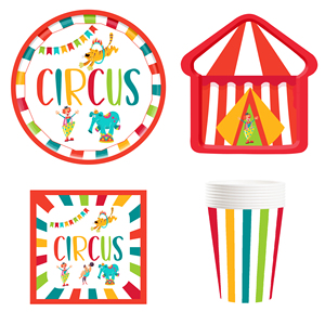 Ensembles de vaisselle jetable pour fête d'anniversaire sur le thème du cirque DAMAI, assiettes en papier, gobelets en papier, serviettes en papier, vaisselle jetable pour enfants - Product Image 3