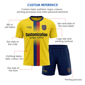 Conjunto <span class=keywords><strong>de</strong></span> Uniforme <span class=keywords><strong>de</strong></span> Fútbol Personalizado por Sublimación para la Copa Mundial <span class=keywords><strong>de</strong></span> Fútbol 2026, Equipo <span class=keywords><strong>de</strong></span> <span class=keywords><strong>Ecuador</strong></span>, Transpirable, <span class=keywords><strong>de</strong></span> Secado Rápido, OEM - Product Image 6