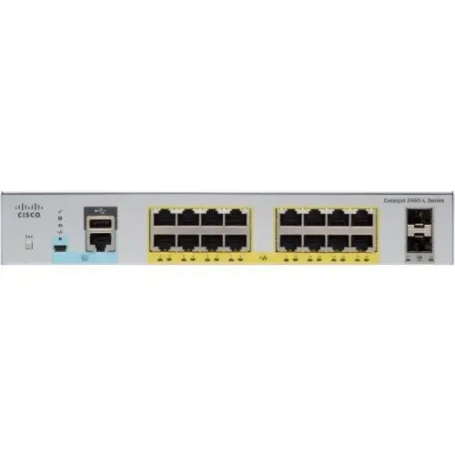 Orijinal yeni 2960L anahtarı, 16 port 10/100/1000 Ethernet PoE + bağlantı noktaları, 2x1G SFP WS-C2960L-16PS-LL