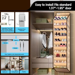 Over The Door <b>Shoe</b> Organizer 10 Tier Hanging Rack Beige For <b>Shoes</b> <b>Storage</b> Behind Door - Product Image 4