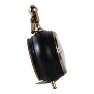 Orologio da Tavolo Rotondo ELEVARRE con Numeri Romani e Accenti Oro su Sfondo Nero, Stile Moderno Transizionale - Product Image 3