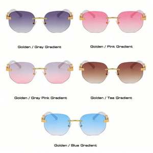 Gafas de Sol Cuadradas Sin Montura con Lentes Transparentes Degradados en Tonos Oceánicos, Estilo Retro 2021 para Hombre y Mujer, Protección UV400, Gafas de Sol Poligonales - Product Image 6