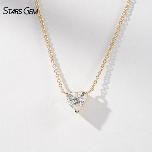 Collar Clásico para Mujer Starsgem, Joyería Fina, Oro Sólido de 18K, Color D, Diamante Cultivado en Laboratorio de 0.57ct, Corte Corazón, VS, 1.4g - Product Image 3