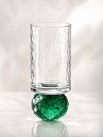 Handgeblasenes Kristallglas-Trinkglas mit Facettiertem Edelsteinboden Elegantes Handgefertigtes 0,5L Hochzeits-Trinkglas für Cocktails und Wein