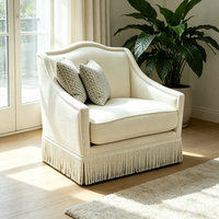 Fauteuil simple de salon en tissu de style vintage, fauteuil d'hôtel de luxe ergonomique avec franges pour la maison