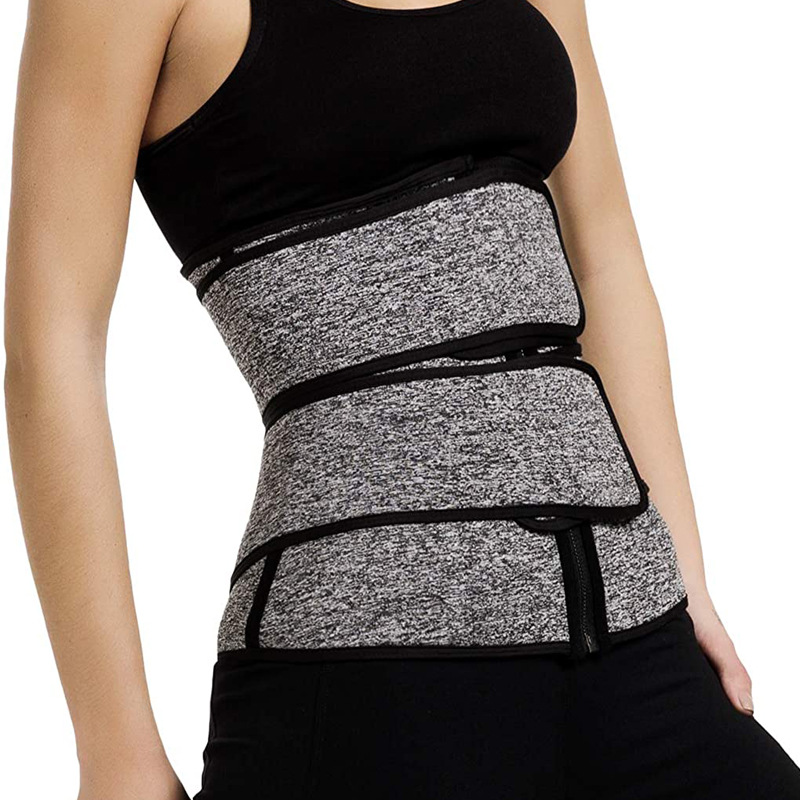 Ceinture double zippée gris