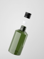 Flacon de lotion tonique cosmétique en PET vert de 200 ml avec épaule inclinée et pompe pulvérisatrice, impression UV/sérigraphie du logo