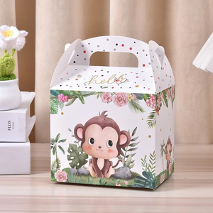 Cartella per festa a tema giungla per bambini compleanno e Baby Shower scatola regalo per caramelle in cartone con manico per festa - Product Image 4