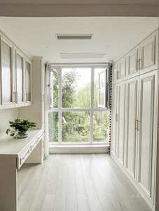 Contemporary Walk-In Closet <b>Wardrobe</b> with Custom-Sized Solid Wood Furniture and Sliding Doors - Product Image 3