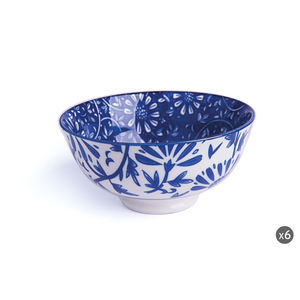 Set di 6 Ciotole in Porcellana Excelsa con Design Floreale Blu Orientato, Servizio da Tavola - Product Image 4