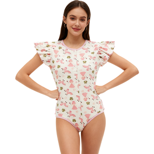 Body de Algodón Estampado para Adultos, Estilo Princesa, Mono para Bebés Adultos, Ropa <span class=keywords><strong>ABDL</strong></span> con Mangas Cortas y Broches en la Entrepierna para Mujer, para Pijamas - Product Image 1