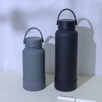Botol Air Stainless Steel 304 Kapasitas Besar 1L Custom, Termos Vakum Dinding Ganda dengan Pegangan untuk Olahraga, Gym, dan Portabel