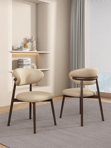 <span class=keywords><strong>Chaise</strong></span> de salle à manger moderne de style nordique avec dossier rembourré en tissu, structure en fer/bois, pieds en bois, design sans accoudoirs pour la maison/l'hôtel - Product Image 6