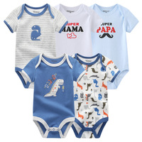 Cinq pièces bébé vêtements ensemble Triangle Harem Double face coton enveloppes nouveau-né à manches courtes combinaison barboteuses pour homme été INS