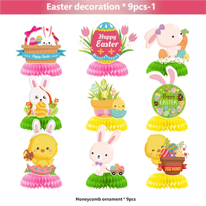 9 miếng trứng thỏ dễ thương hạnh phúc phục sinh chủ đề tổ ong đồ trang trí bàn trang trí bàn trang trí - Product Image 3