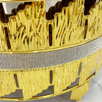 Plat de service en acier inoxydable 10L, noir, incrusté de diamants scintillants, chauffe-plat de buffet avec couvercle suspendu pour mariage, fête, traiteur