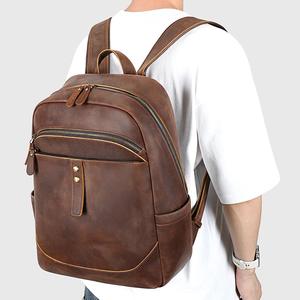 Marrant điên ngựa da chính hãng Nam 15 inch máy tính xách tay Ba lô du lịch không thấm nước da Ba Lô Nam da ba lô - Product Image 2