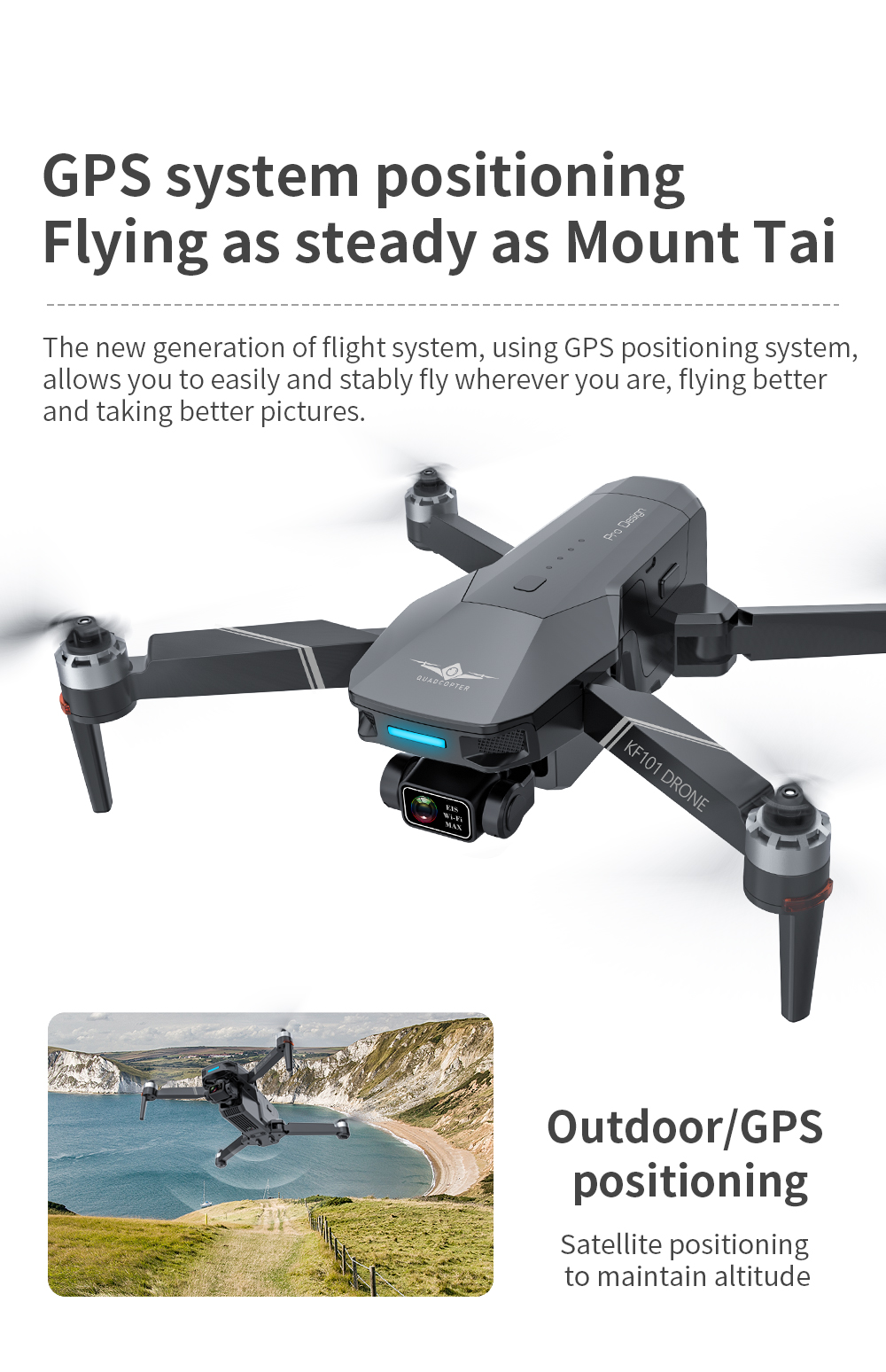 KF101 MAX Drone, GPS system positioning allows you to easily and stably fly wherever you are, flying better and