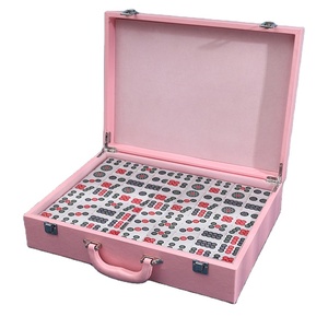 Werksprodukte Großhandel rosa Mahjong-Spiel-Lederbox anpassbare Stile und Spezifikationen Logo-Anpassung verfügbar - Product Image 1