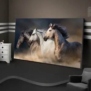 Lienzo grande pintura corriendo caballos carteles impresión pared pintura arte imagen para sala de estar dormitorio - Product Image 1
