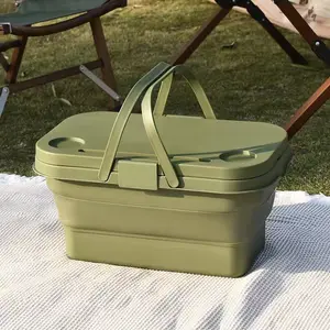 Hot Selling Opvouwbare Picknickmand Grote Capaciteit Opbergdoos Buiten Picknick Opvouwbare Mand Met Handvat Voor Kampeerreizen