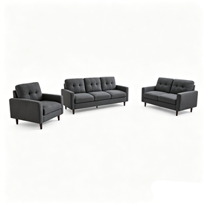 Juego de Sofás de Tela de Lino de Diseño Europeo Moderno, Respaldo Acolchado, Brazos Acolchados, Tela de Fibra Ultrafina, Configuración 3+2+1, Sala de Estar - Product Image 2