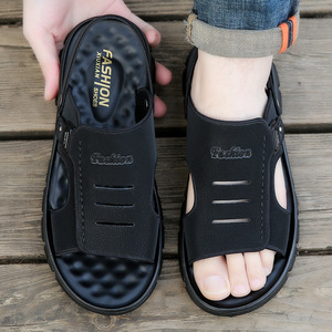 Sandalias de cuero para hombre, suela gruesa, antideslizantes, para playa y exteriores, color marrón y negro, tallas juveniles del 38 al 46 - Product Image 2