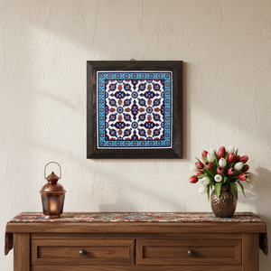 Azulejo Turco Pintado a Mano con Marco de Cerámica, Diseño de Tulipán, Procedente de TURQUÍA - Product Image 3