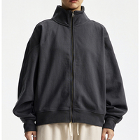 Sweat-shirt à capuche unisexe oversize en coton 100% avec fermeture éclair, coupe ample, 420 g/m², vente en gros d'usine, sweat-shirt à capuche avec doigts dénudés
