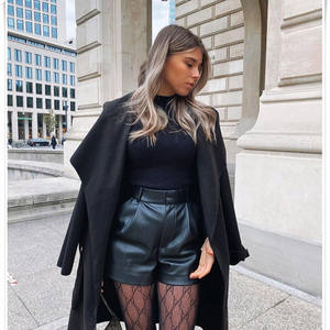 Pantaloncini da donna Chic alla moda con tasche laterali pantaloni in finta pelle Vintage a vita alta con cerniera pantaloni corti femminili - Product Image 6