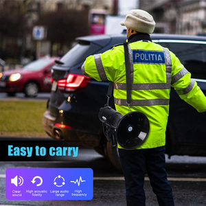 50W उच्च शक्ति रिचार्जेबल के लिए ER-66S यूएसबी पोर्टेबल मेगाफोन को अंतर्निहित सीरेन एलईडी लाइट रिकॉर्डिंग के साथ लाउडस्पीकर - Product Image 5