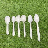 Kit de couverts jetables biodégradables en maïs bio (fourchette, cuillère et couteau)