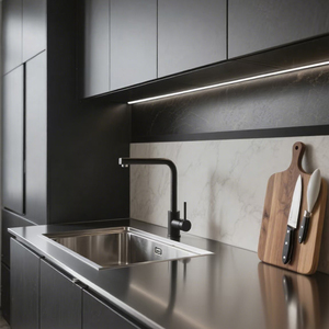 Gabinetes <span class=keywords><strong>de</strong></span> <span class=keywords><strong>Cocina</strong></span> Prefabricados en Forma <span class=keywords><strong>de</strong></span> U, Clásicos, Fáciles <span class=keywords><strong>de</strong></span> Limpiar, Personalizados y Profesionales, <span class=keywords><strong>de</strong></span> Acero Inoxidable 304 para Cocinas Modernas - Product Image 3