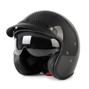 Nouveau casque de moto rétro en fibre de carbone 3/4 avec double visière, casque ouvert - Product Image 3