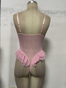 B30954 New Girl Sexy Ropa interior <span class=keywords><strong>Rosa</strong></span> Bordado Dulce Body Teddy One Piece Transparente Sexy Lencería Mujer - Product Image 3