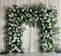 Rose en soie douce blanche et bleue avec arrangement de fleurs artificielles vertes pour arche de mariage, décoration de mariage, Thanksgiving, Nouvel An