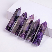 Colonne de cristal d'améthyste hexagonale naturelle violette, ornements en cristal pour décoration intérieure rêveuse, mariages, anniversaires, remises de diplômes