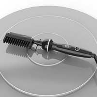Peigne chauffant en céramique LCD pour barbe, lisseur à température réglable, haute chaleur 500, conception anti-brûlure pour usage domestique et hôtelier