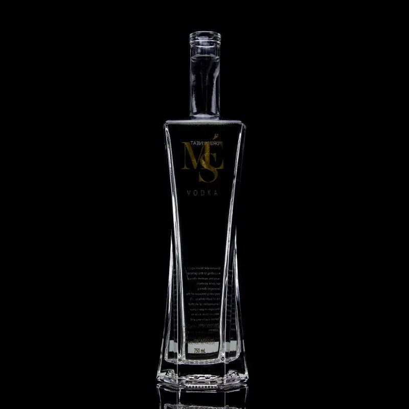 Aanpassen 750Ml 75cl Unieke Vormige Vierkante Schouder Super Flint Rum Wodka Whisky Glazen Fles Met Kurk