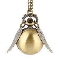 Montre de poche à thème Snitch Ball, montre à quartz pour enfants, collier, horloge, joli pendentif avec chaîne de pull, cadeaux d'anniversaire pour garçon et fille