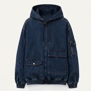 Hoodie en jean pour homme de qualité supérieure avec poche kangourou - Product Image 1