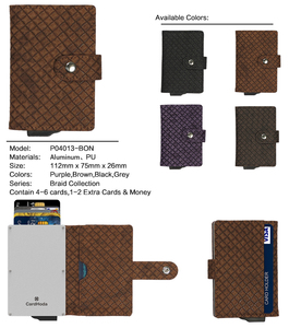 Portefeuille porte-cartes en aluminium CardHoda avec motif géométrique, fermeture à pression, plusieurs emplacements pour cartes, design court unisexe - Product Image 3