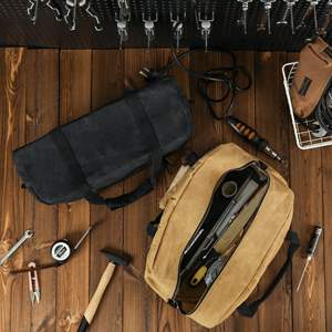 New Design Waterproof Waxed Canvas Utility Bag Heavy Duty Waxed Canvas Storage Bag Durable Tool Travel Bag - Product Image 5