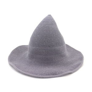 Chapeau de sorcière gris en tricot doux, respirant et extensible, accessoire de costume festif pour Halloween et cosplay, vente en gros - Product Image 2