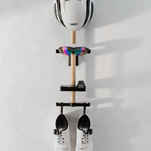 LiLioo Soporte de pared para bicicleta, ajustable, de madera maciza con ABS para casco, gafas, velocímetro, sin necesidad de taladrar - Product Image 2