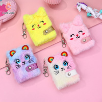Carnet de notes portable en peluche chat de dessin animé, petit carnet mignon, carnet de composition Kawaii pour étudiantes et jeunes filles
