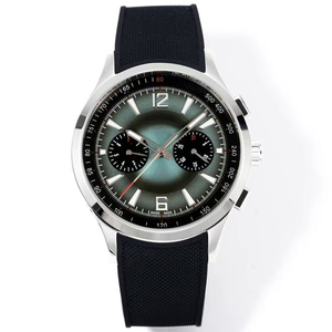 Classic Elite 42mm Stainless Steel Case <b>Automatic</b> <b>Chronograph</b> Tachymeter Sapphire Crystal Grey Dial Rubber Strap Mens New Watch - Product Image 1